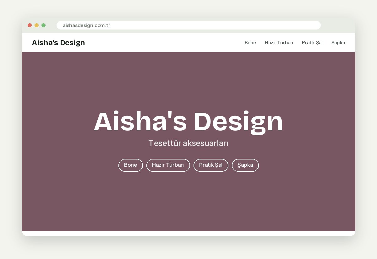 Aisha's Design Shopify web sitesi